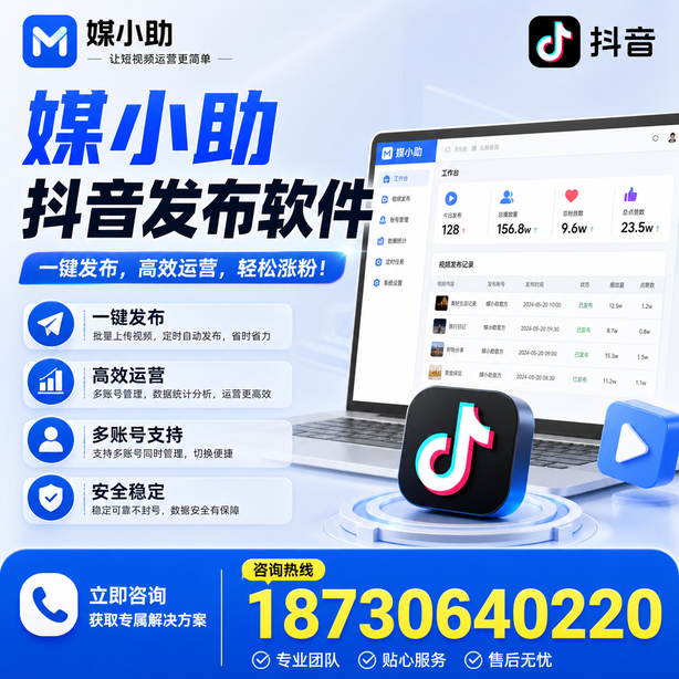 白杨媒小助抖音快手批量发布软件